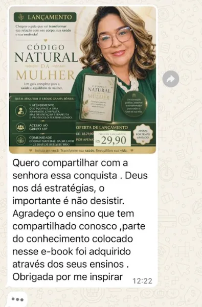 Depoimento sobre o e-book Código Natural da Mulher